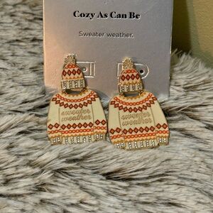 Sweater Earrings - Cream and Orange